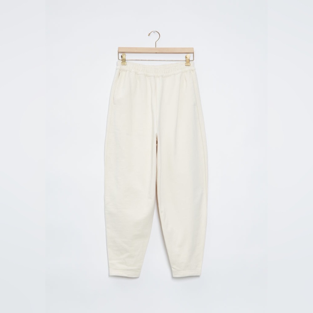 Cream High-Waist Elastic Jogger Trousers